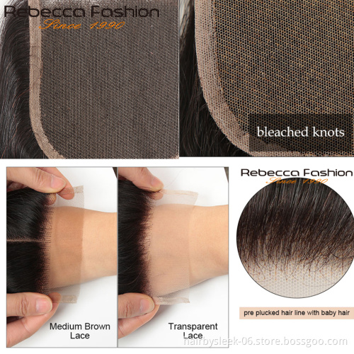 Rebecca hair vendors wholesale 10a grade indian 4x4 raw virgin hair Deep Wave lace closure brazilian human hair